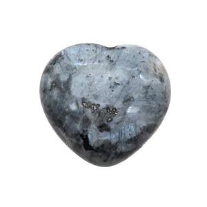 Black Labradorite Heart Larvikite Pendant Undrilled, approx 30mm