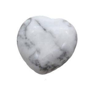White Howlite Heart Pendant Undrilled, approx 30mm