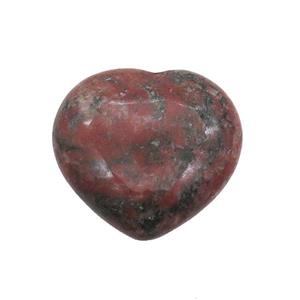 Red Sesame Jasper Heart Pendant Undrilled, approx 30mm
