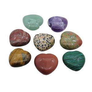 Mixed Gemstone Heart Pendant Undrilled Nohole, approx 30mm