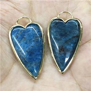 Natural Apatite Arrowhead Pendant Blue Heart Gold Plated, approx 18-35mm