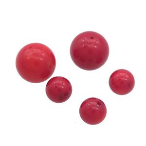 Red Coral Beads Round Half Drilled, approx 12mm dia