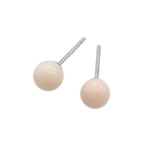 White Coral Stud Earring 925 Sterling Silver, approx 5mm