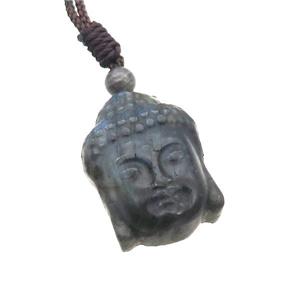 Natural Labradorite Necklace Buddha, approx 22-30mm