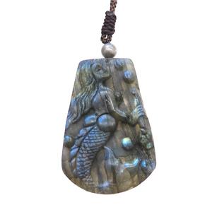Natural Labradorite Necklace Mermaid, approx 33-50mm