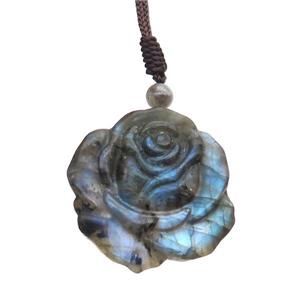 Natural Labradorite Necklace Flower, approx 35mm
