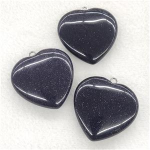 Natural Blue Sandstone Heart Pendant, approx 40mm