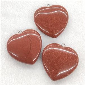 Natural Golden Sandstone Heart Pendant, approx 40mm