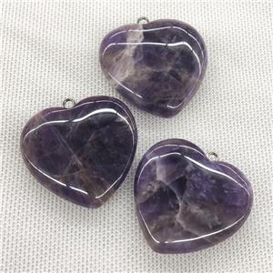 Natural Amethyst Heart Pendant Purple, approx 40mm