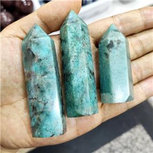 Teal Amazonite Tower Undrilled Treated, approx 20-90mm