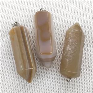 Natural Agate Bullet Pendant, approx 15-45mm