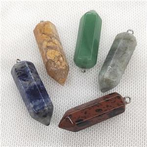 Natural Gemstone Bullet Pendant Mixed, approx 15-45mm