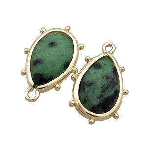 Natural Zoisite Teardrop Pendant Green Gold Plated, approx 10-18mm