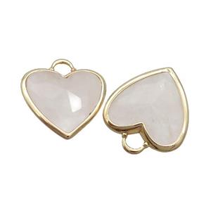 White Crystal Quartz Heart Pendant Gold Plated, approx 20mm