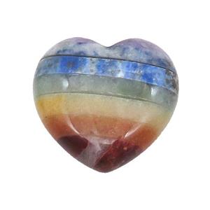 Gemstone Chakra Heart Pendant Yoga Multicolor Undrilled Nohole, approx 30mm