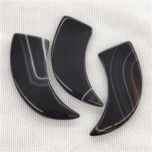 Natural Stripe Agate Horn Pendant Black, approx 20-55mm