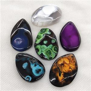 Natural Agate Teardrop Pendant Dye Mixed Color, approx 20-50mm