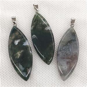Natural Moss Agate Leaf Pendant Green, approx 20-50mm
