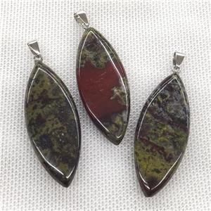 Natural Dragon Bloodstone Leaf Pendant, approx 20-50mm