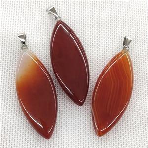 Natural Agate Leaf Pendant Red Dye, approx 20-50mm