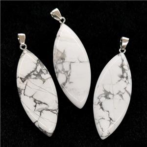 White Howlite Turquoise Leaf Pendant, approx 20-50mm