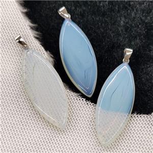White Opalite Leaf Pendant, approx 20-50mm