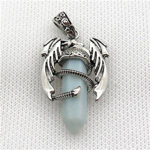 Alloy Dragon Pendant Pave Amazonite Antique Silver, approx 10mm, 25-40mm