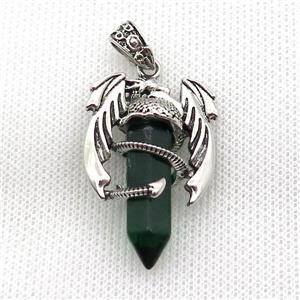 Alloy Dragon Pendant Pave Indian Agate Antique Silver, approx 10mm, 25-40mm