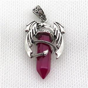 Alloy Dragon Pendant Pave Red Crystal Glass Antique Silver, approx 10mm, 25-40mm