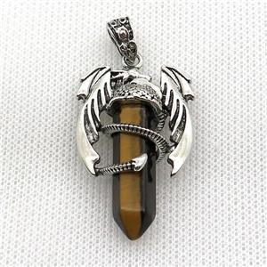 Alloy Dragon Pendant Pave Tiger Eye Stone Antique Silver, approx 10mm, 25-40mm