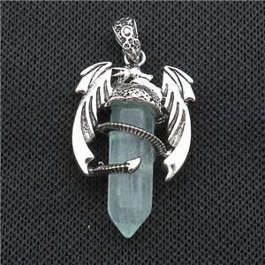 Alloy Dragon Pendant Pave Green Fluorite Antique Silver, approx 10mm, 25-40mm