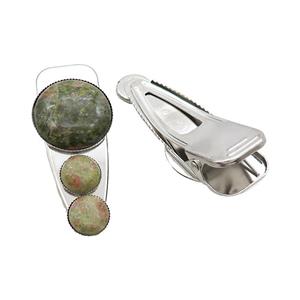 Copper Hair Clips Pave Unakite Platinum Plated, approx 12mm, 25-60mm
