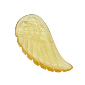 Synthetic Quartz Pendant Yellow Angel Wings, approx 17-35mm
