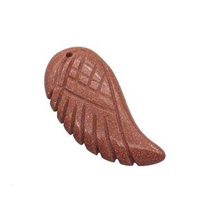 Gold Sandstone Angel Wings Pendant, approx 17-35mm