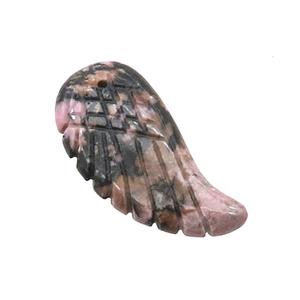 Natural Rhodonite Angel Wings Pendant Pink, approx 15-30mm