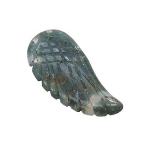 Natural Moss Agate Angel Wings Pendant Green, approx 17-35mm