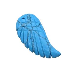 Synthetic Turquoise Angel Wings Pendant Blue, approx 15-30mm