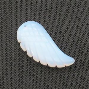 White Opalite Angel Wings Pendant, approx 17-35mm