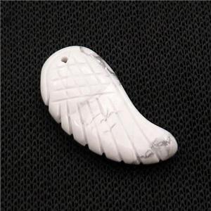 White Howlite Turquoise Angel Wings Pendant, approx 15-30mm