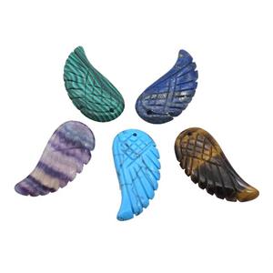 Mixed Gemstone Angel Wings Pendant, approx 15-30mm
