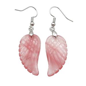 Red Synthetic Quartz Angel Wings Hook Earring, approx 15-30mm