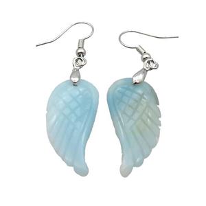 Blue Amazonite Angel Wings Hook Earring, approx 15-30mm