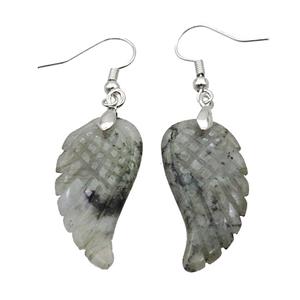 Natural Labradorite Angel Wings Hook Earring, approx 15-30mm