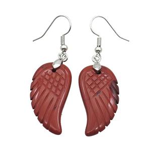 Natural Red Jasper Angel Wings Hook Earring, approx 15-30mm