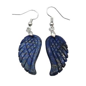 Blue Lapis Lazuli Angel Wings Hook Earring, approx 15-30mm