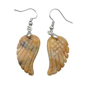 Yellow Crazy Agate Angel Wings Hook Earring, approx 15-30mm