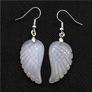 White Agate Angel Wings Hook Earring, approx 15-30mm