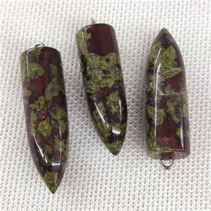 Natural Dragon Bloodstone Bullet Pendant, approx 10-40mm