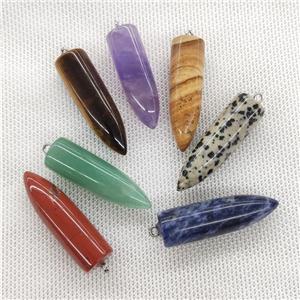Mixed Natural Gemstone Bullet Pendant, approx 10-40mm