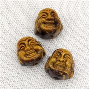 Natural Tiger Eye Stone Buddha Beads Carved, approx 16-17mm